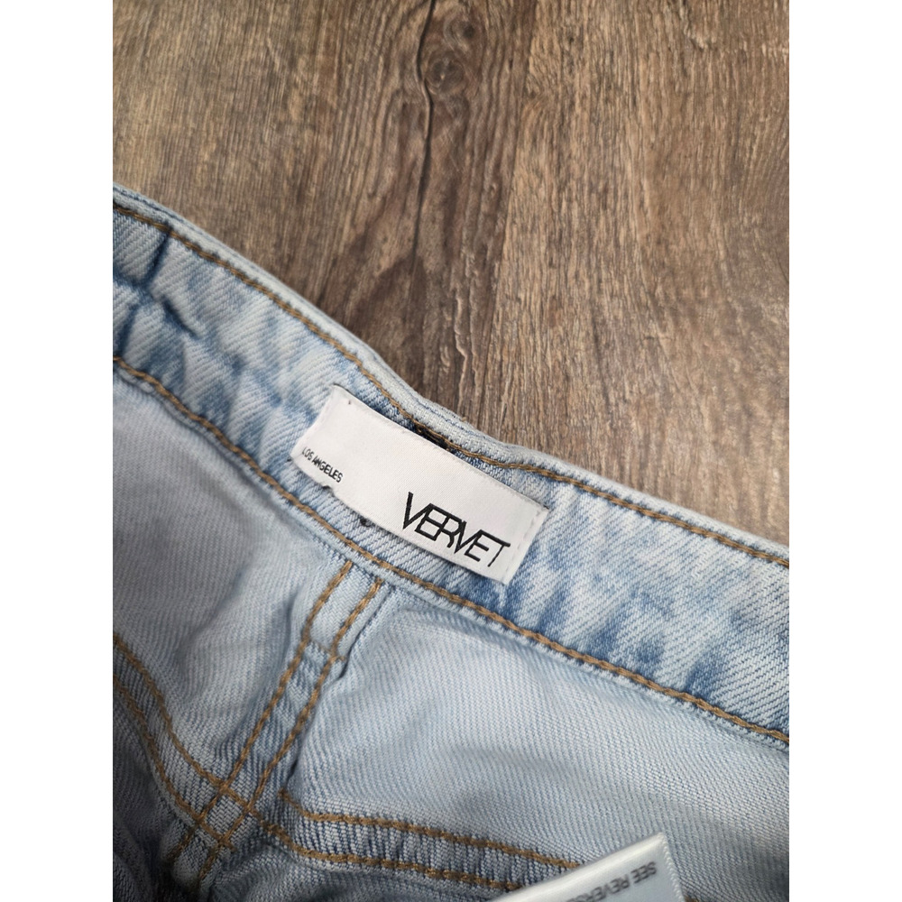 Vervet Super High Rise Wide Leg Jeans Double Button Light Wash Size 27 - Picture 3 of 5